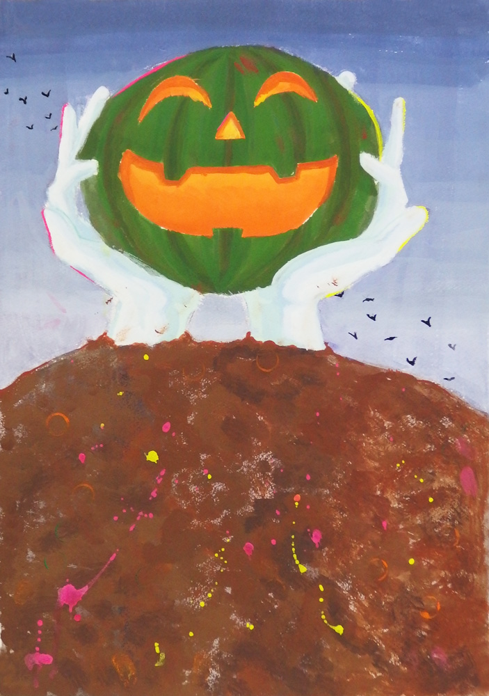 中学生美術科『かぼちゃをモチーフに自由にイメージを広げて描いてみよう！』