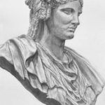 2025年度基礎科総まとめの石膏デッサン「パジャント」１年生